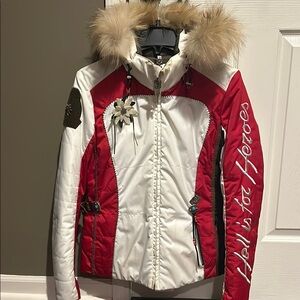 Hell is for hero’s ski jacket. Red and cream